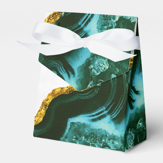 Modern Green Gold Agate Geode Monogram Favour Box (Front Side)