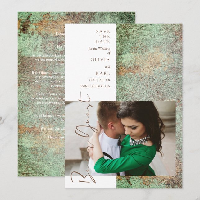 Modern Green Gold Be Our Guest Photo Couple (Front/Back)