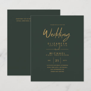 Modern Green Gold Budget Wedding Invites