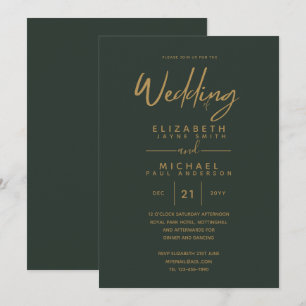 Modern Green Gold Budget Wedding Invites