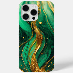Modern Green Gold Elegant Marble iPhone 15 Pro Max Case