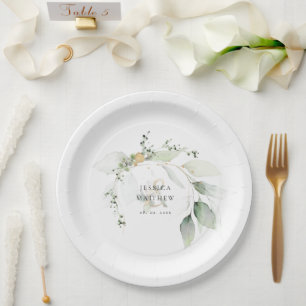 Modern Green & Gold Eucalyptus  Paper Plate
