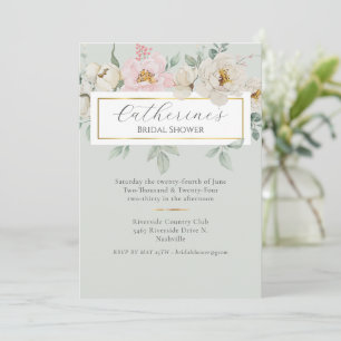 Modern Green Gold Floral Bridal Shower Invitation