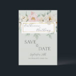Modern Green Gold Floral Wedding  Save The Date<br><div class="desc">Beautiful modern elegant faux gold floral all season wedding Save the Date card on green background. Bride & groom names done in fancy calligraphy.  A simple and chic typography is also added to finish all other info.  A sophisticated & chic wedding invitation for any season of the year.</div>