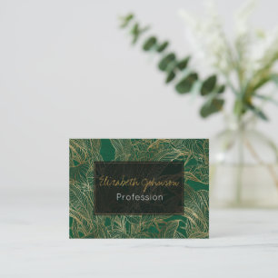 Modern Green Gold Foliage Plant Botanical Design Business Card