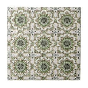 Modern Green Gold Graphic Pattern Tile