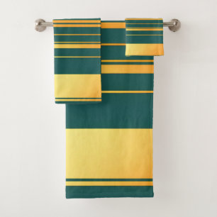 Modern Green Gold Luxury Linen Texture Collection Bath Towel Set