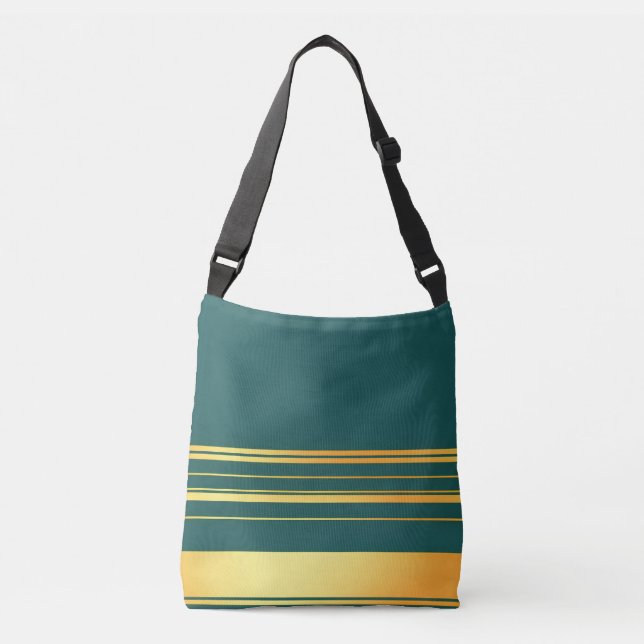 Modern Green Gold Luxury Linen Texture Collection Crossbody Bag (Front)