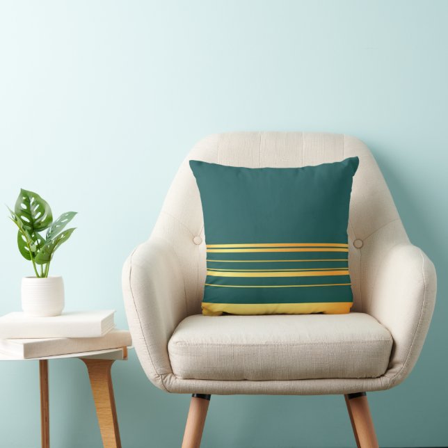 Modern Green Gold Luxury Linen Texture Collection Cushion (Chair)