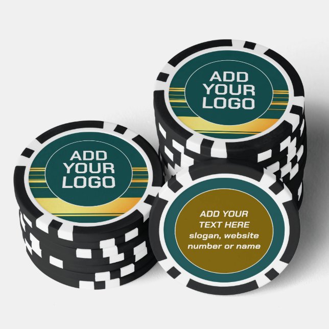 Modern Green Gold Luxury Linen Texture Collection Poker Chips (Stack)