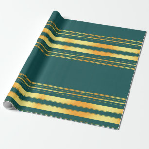 Modern Green Gold Luxury Linen Texture Collection Wrapping Paper