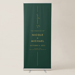 Modern Green Gold Minimal Chic Wedding Welcome Retractable Banner