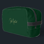 Modern Green Gold Monogram Mens Womens Gym Travel Dopp Kit<br><div class="desc">Create your own custom, personalised, beautiful modern elegant faux gold script / typography monogram monogrammed, durable Polyester Poplin, sturdy polyester fabric mens womens kids solid dark forest green cosmetic makeup toiletry organiser golf beach accessory gym travel dopp kit bag pouch with a zippered closure, two interior mesh pockets - one...</div>