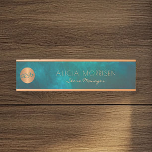 Modern green gold office room department name door sign