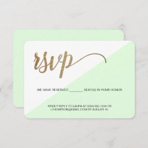 Modern green Gold RSVP no mailing Reserved Seat