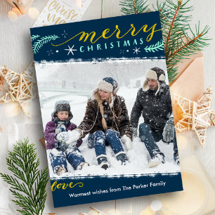 Modern Green Gold Script Simple Christmas Magnetic