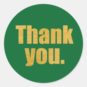 Modern Green Gold Thank You Classic Round Sticker
