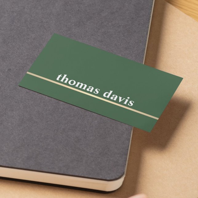 Modern Green Golden Line Bold Consultant Business Card (Creator Uploaded)
