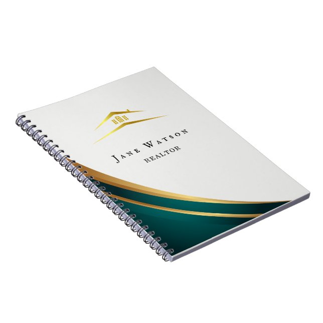 Modern Green & Golden Real Estate Notebook (Right Side)