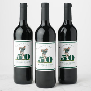 Modern Green Golf 50th Birthday Wine Label