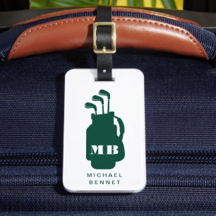 Modern Green Golf Sport Monogram Luggage Tag