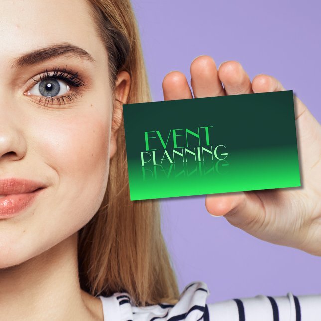 Modern Green Gradient Mirror Font Classic Stylish Business Card (Creator Uploaded)