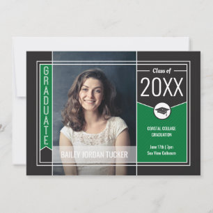 Modern Green Graduate Photo Graduation Announcement