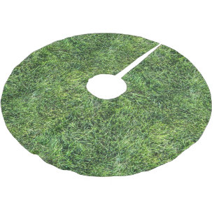 Modern green grass pattern Christmas Brushed Polyester Tree Skirt