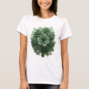 Modern Green GREEN ROSES 3D Text Art T-Shirt