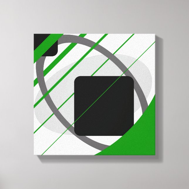 Modern Green Grey Black Off White - Wrapped Canvas (Front)