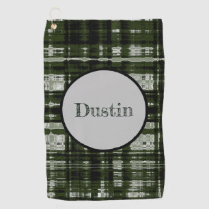 Modern Green/Grey plaid design Golf Towel