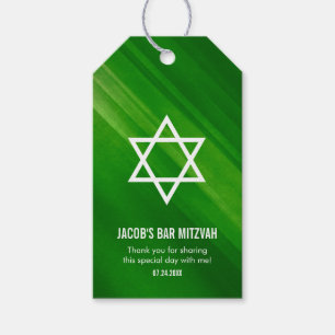 Modern Green Grunge Bar Mitzvah Gift Tags