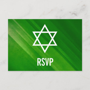 Modern Green Grunge Bar Mitzvah RSVP Card