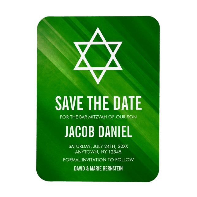 Modern Green Grunge Bar Mitzvah Save the Date Magnet (Vertical)