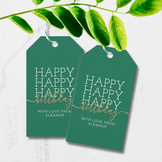 Modern green Happy Birthday Gift Tags (Creator Uploaded)