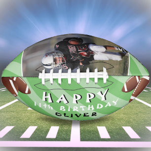 Modern Green Happy Birthday Kids Photo American Football