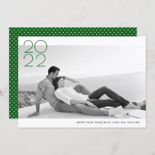 Modern green Happy New Year 2022 photo Holiday Card