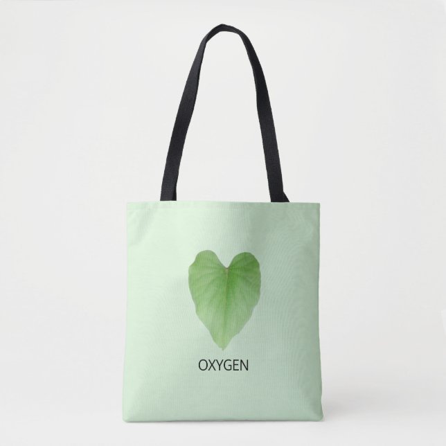 Modern Green Heart Shape Plant Leaf Tote Bag (Front)