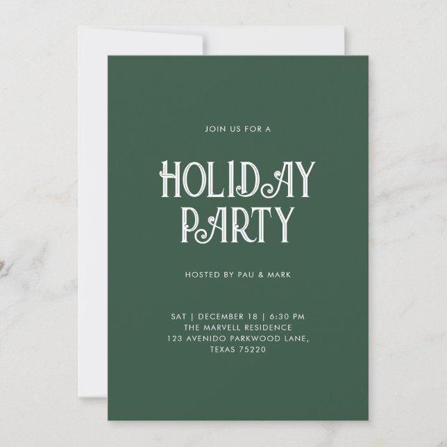 Modern Green Holiday Christmas Party Invitation (Front)
