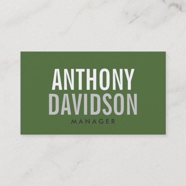 Modern Green Huge Bold Text Business Card (Front)
