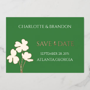  Modern Green Irish Four Leaf Clover Save the Date