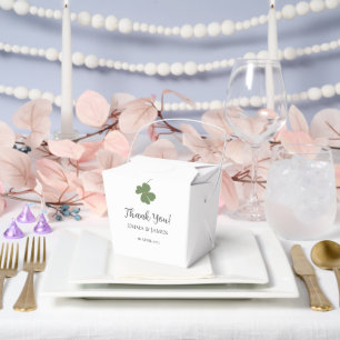 Modern Green Irish Four Leaf Clover Thank You Favour Box