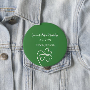  Modern Green Irish Four Leaf Clover Wedding   10 Cm Round Badge