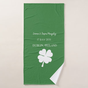  Modern Green Irish Four Leaf Clover Wedding Favou Bath Towel