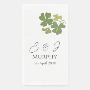 Modern Green Irish Leaf Clover Wedding   Napkin