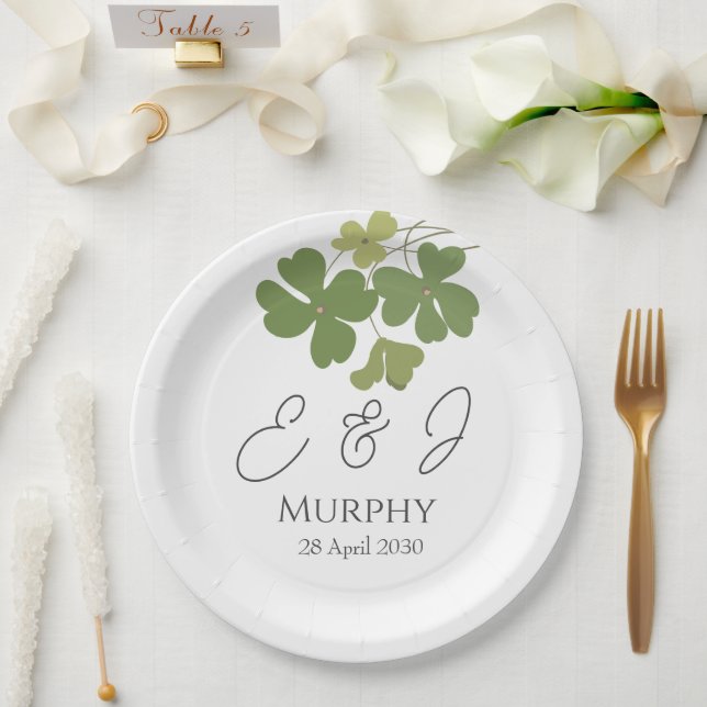  Modern Green Irish Leaf Clover Wedding   Paper Plate (Wedding)