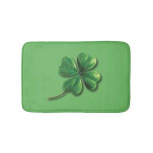 Modern Green Irish Shamrock Bath Mat