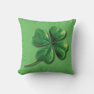 Modern Green Irish Shamrock Cushion