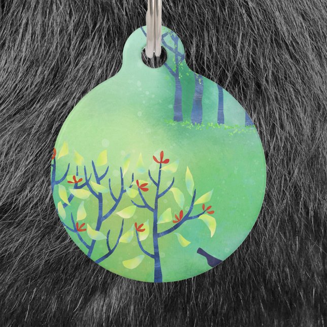 Modern Green Landscape Abstract Pet Tag (Green abstract landscape art pet tag)