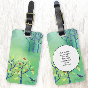 Modern Green Landscape Art Nature Personalised Luggage Tag